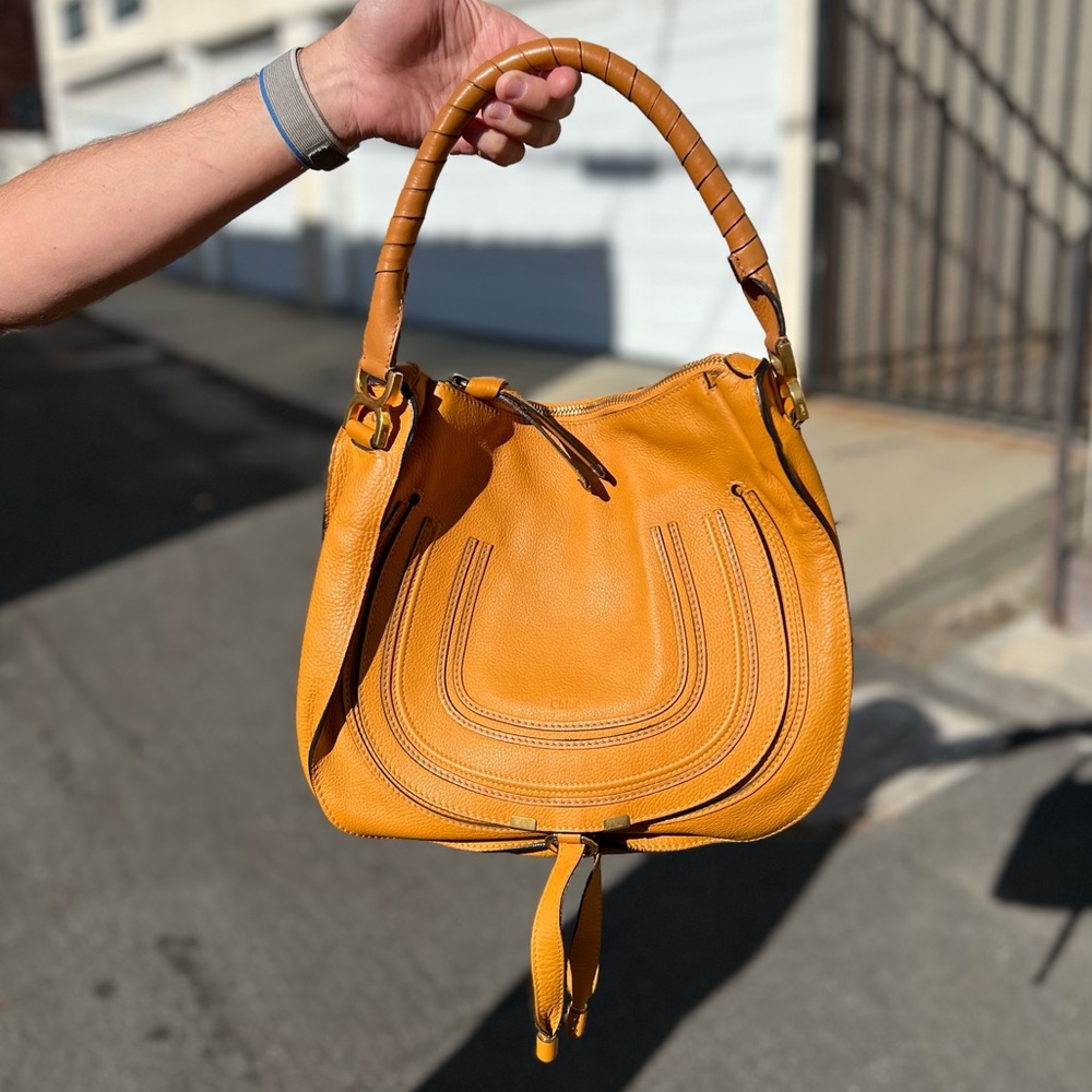 Chloe Marcie nut tan orange hobo handbag (MEDIUM)